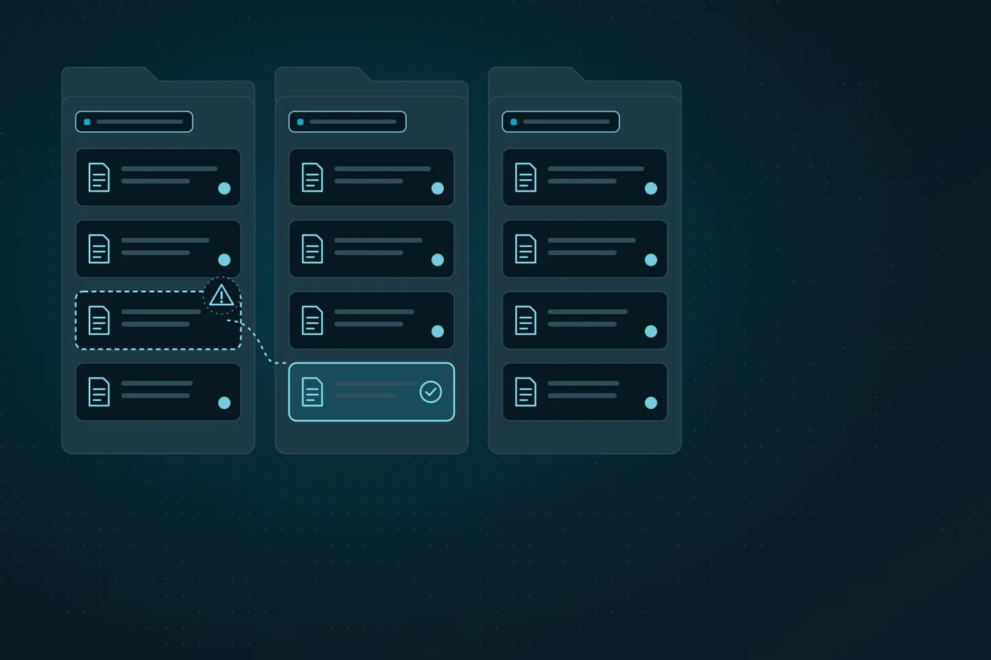 Illustration: documents assigned to categories, one of them marked as misclassified